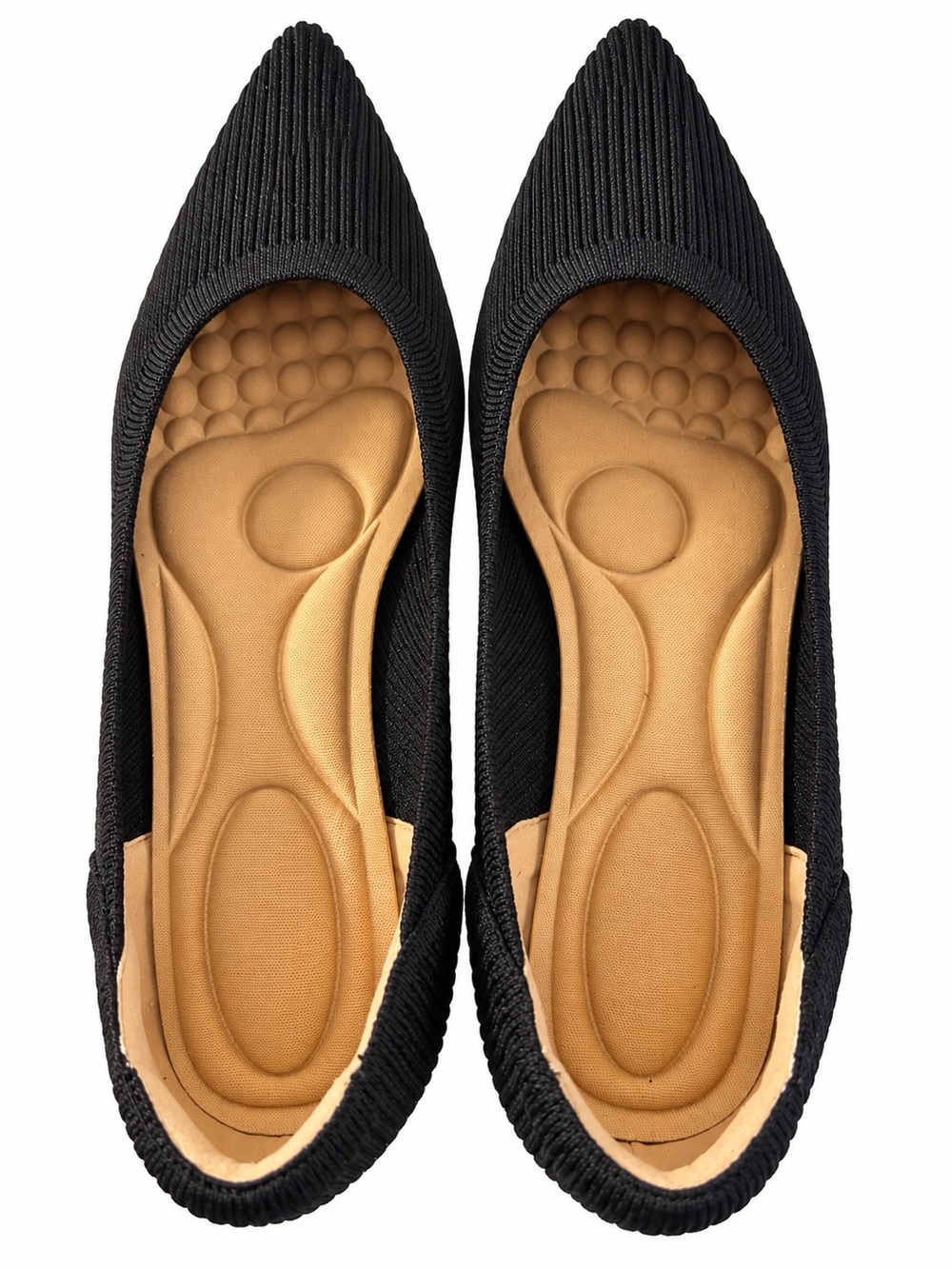 Comfort-Fit Black Pointed Toe Women's Flats